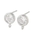 Brass Micro Pave Clear Cubic Zirconia Stud Earring Findings