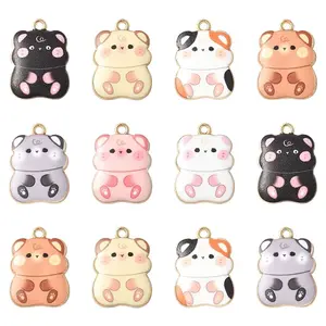 14Pcs 7 Colors Rack Plating Alloy Enamel Pendants