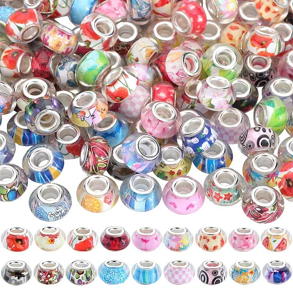 120Pcs Resin European Beads