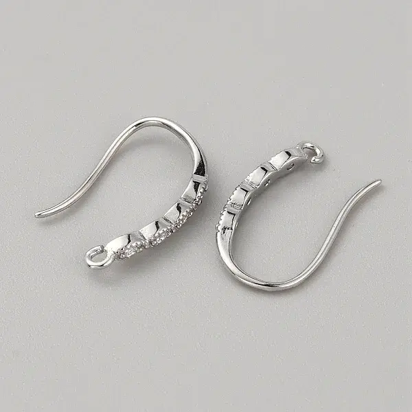 Brass Micro Pave Clear Cubic Zirconia Earring Hooks