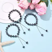 Adjustable Natural Pearl with Brass Chain Slider Bracelets for Women Girl