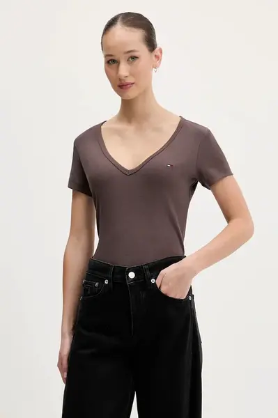 Tričko Tommy Jeans dámské, žlutá barva, DW0DW17385