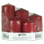 Súprava sviečok  5 ks karmínová