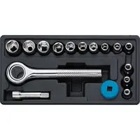 Kľúče, násadkové, 1/4˝: 4-13 mm, súprava 16 ks, Drel