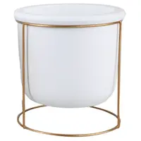 Obal na kvetináč betónový v stojane biely