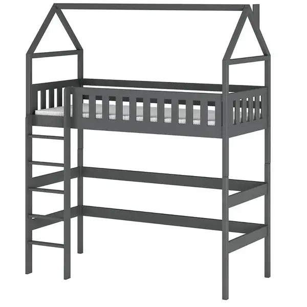 Poschodová posteľ Domček Otylia 90x200 grafit