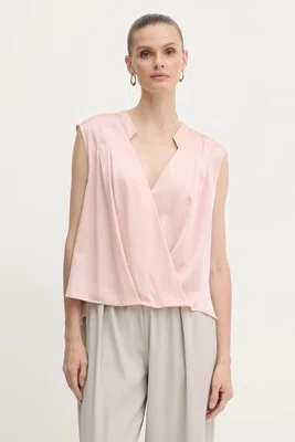 Hedvábná halenka BOSS dámská, fialová barva, hladká, 50548238