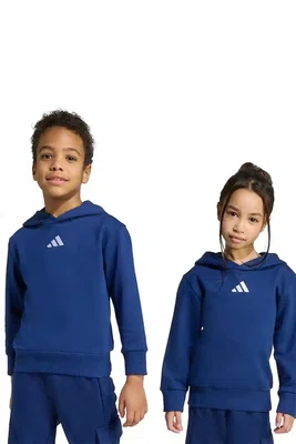 Dětská mikina adidas tmavomodrá barva, s kapucí, s aplikací, JM0875