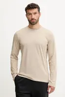 Bavlněné pyžamové tričko s dlouhým rukávem Guess pánské, béžová barva, U5RI00 KCAM1