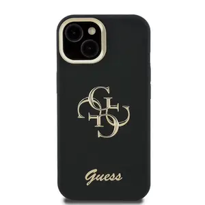 Zadní kryt Guess PU Grained 4G Logo Stand Camera Frame pro Apple iPhone 13, černá