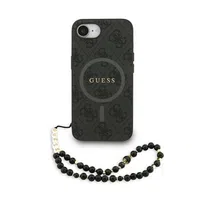 Zadní kryt Guess PU Leather 4G Colored Ring Strap MagSafe pro Apple iPhone 16 Pro, černá