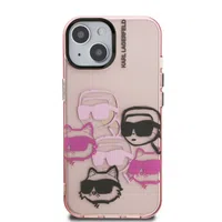 Zadní kryt Karl Lagerfeld IML Multi K&CH Heads pro Apple iPhone 15, růžová
