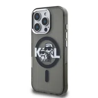 Zadní kryt Karl Lagerfeld IML Glitter Karl and Choupette Sketch MagSafe pro Apple iPhone 16 Pro Max, černá