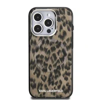 Zadní kryt Karl Lagerfeld IML Leopard MagSafe pro Apple iPhone 15 Pro, hnědá