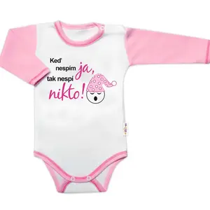 Baby Nellys Body dl. rukáv s vtipným textem , Keď nespím ja, tak nespí nikto, vel.86, holka