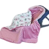 Baby Nellys Bavlněná oboustranná dečka 3v1 s minky a kožešinkou, 90x90 cm, kvítky
