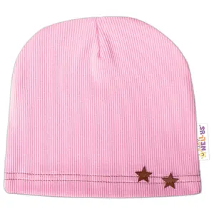 Baby Nellys Žebrovaná čepice Hvězdičky - růžová vel.  80/86
