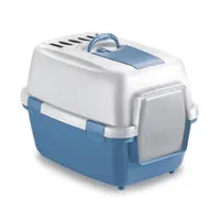 Stefanplast WivaCat Praktická krytá kočičí toaleta s filtrem a lopatkou bílá/modrá 5