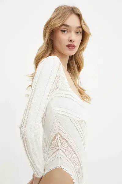 Body Charo Ruiz Ibiza Pati dámské, béžová barva, s aplikací, 255103