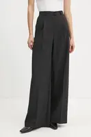 Kalhoty s příměsí vlny Herskind Kelly černá barva, široké, high waist, 5405134