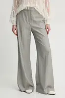 Kalhoty MUNTHE EILEEN dámské, šedá barva, široké, high waist, 244142224410