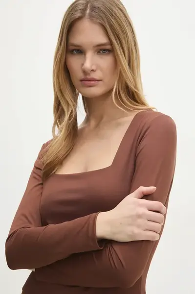 Halenka Answear.LAB dámská, hnědá barva, hladká