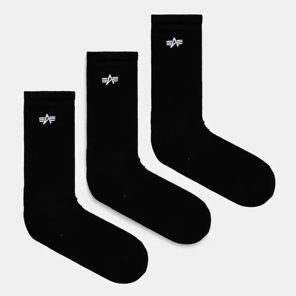 Bavlněné ponožky Alpha Industries Basic Socks 3 Pack 3-pack černá barva, 156986