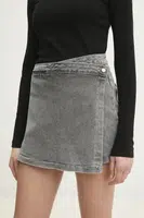 Džínová kalhotová sukně Answear.LAB šedá barva, high waist