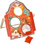 Adam Toys Aktivní dřevěná tabule na vhazování polštářků, Farma - červená