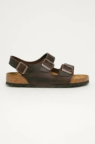 Kožené sandály Birkenstock Milano pánské, hnědá barva, 34871