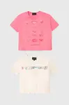 Dětské bavlněné tričko Emporio Armani 2-pack růžová barva