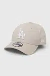 Bavlněná baseballová čepice New Era béžová barva, LOS ANGELES DODGERS