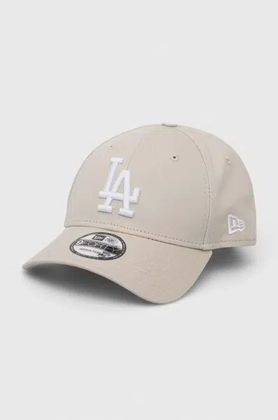 Bavlněná baseballová čepice New Era béžová barva, LOS ANGELES DODGERS