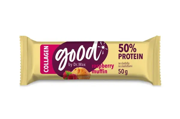 Dr. Max Protein Bar 50% Raspberry Muffin Collagen proteinová tyčinka 50 g