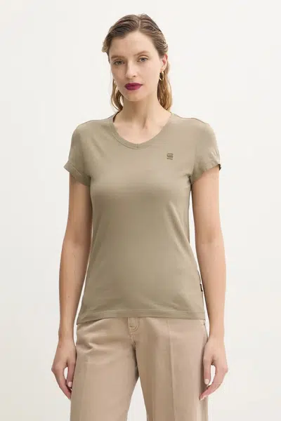 Bavlněné tričko G-Star Raw dámské, zelená barva, D24533-4107