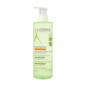 A-Derma Exomega Control zvláčňující mycí gel 2v1 pro suchou kůži se sklonem k atopii 500 ml