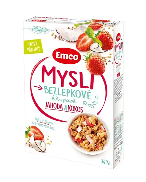 Emco Mysli bezlepkové jahoda a kokos 340 g