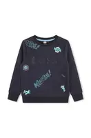 Dětská mikina BOSS tmavomodrá barva, vzorovaná