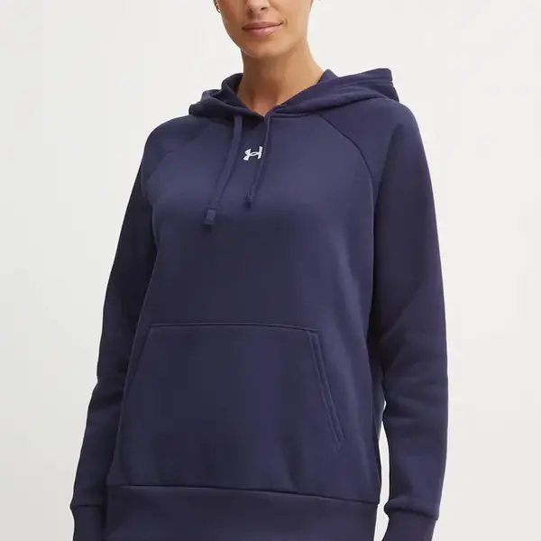 Mikina Under Armour dámská, tmavomodrá barva, s kapucí, hladká