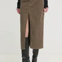 Manšestrová sukně United Colors of Benetton zelená barva, maxi, 41ULD0045