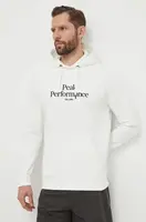 Mikina Peak Performance pánská, bílá barva, s kapucí, s aplikací