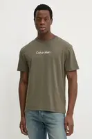 Bavlněné tričko Calvin Klein zelená barva, K10K111346