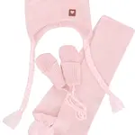 Z&Z Pletená čepice s bambulemi, šálou a rukavičky 3v1, růžová