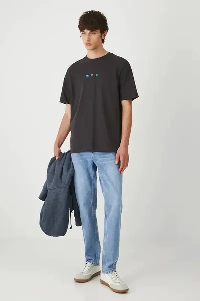 Bavlněné tričko Medicine pánské, šedá barva, s potiskem