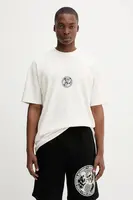 Bavlněné tričko HUGO Dwresto pánské, béžová barva, s potiskem, 50542366