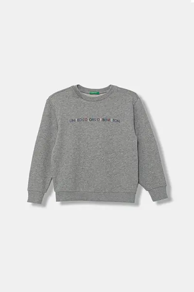 Dětská bavlněná mikina United Colors of Benetton šedá barva, s potiskem, 3J68C10PZ