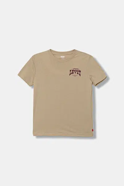 Dětské tričko Levi's GALLOPING FREE TEE béžová barva, s potiskem, 9EN614