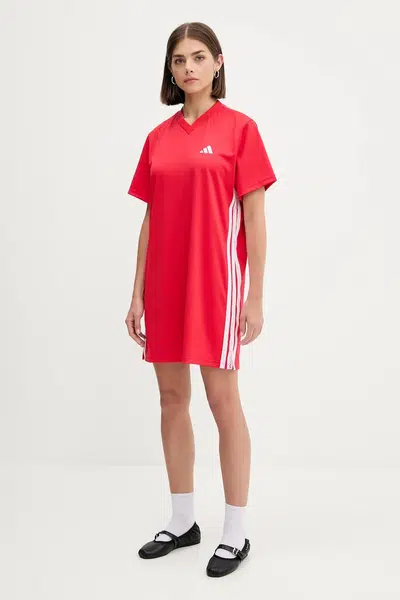 Šaty adidas červená barva, mini, JZ8131