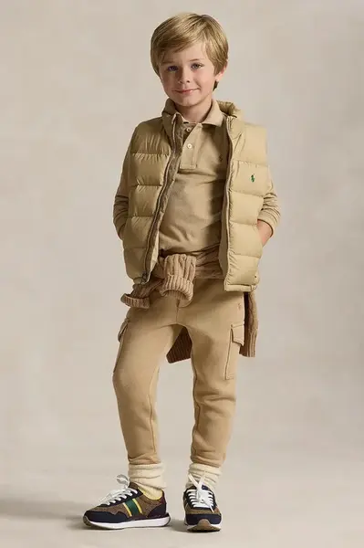 Dětské tepláky Polo Ralph Lauren béžová barva, 322892354017