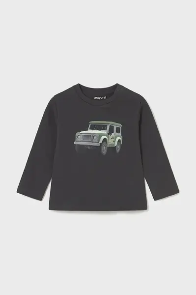 Bavlněné tričko s dlouhým rukávem Mayoral černá barva, s potiskem, 2066